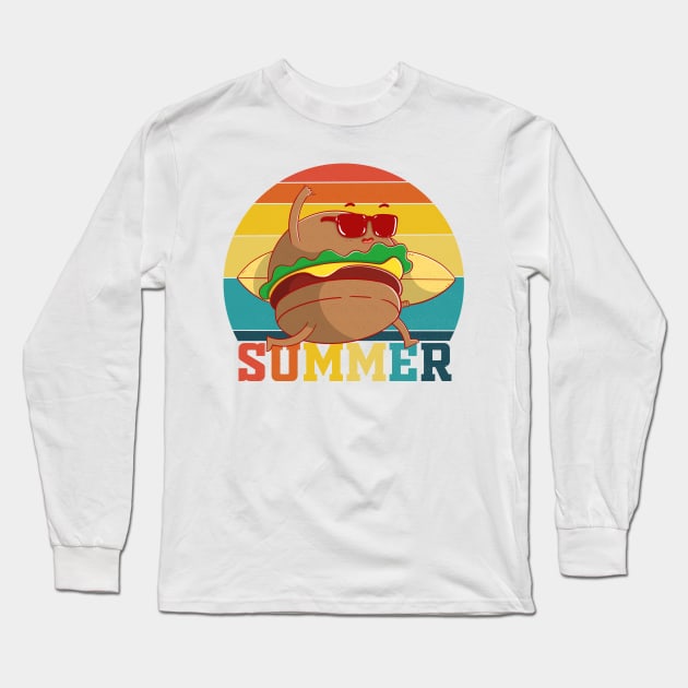 Summer Burger Long Sleeve T-Shirt by Artthree Studio